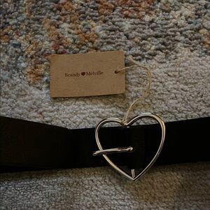 Brandy Melville Black Belt with Silver Heart Buckle